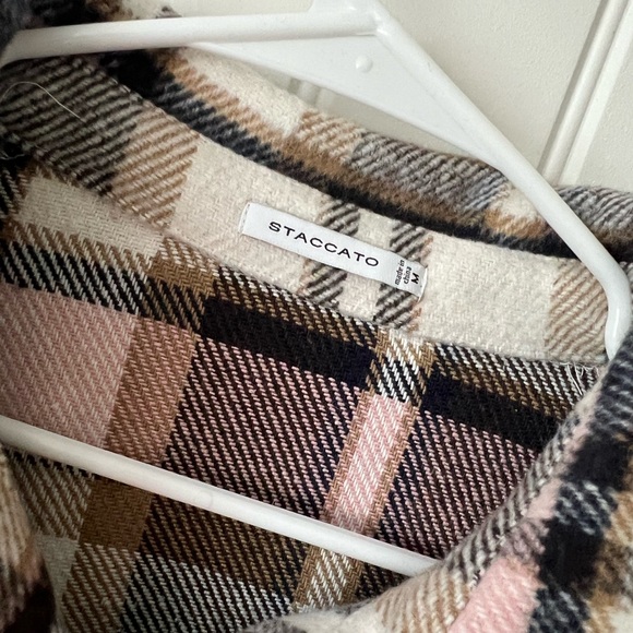 Staccato flannel shacket. Size M. Unworn. Navy and pink! - Picture 4 of 4